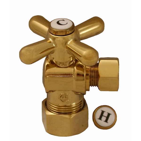 Polished Brass PVD Quarter Turn Angle Stop 5/8" OD x 3/8" OD